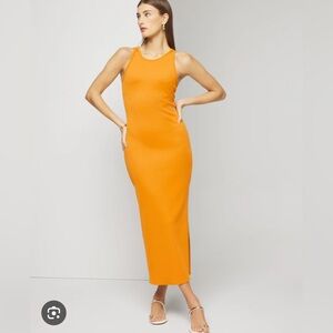 NWOT WHBM Elegant Mustard Maxi Ribbed tank midi bodycon Dress (S-Fits like M)